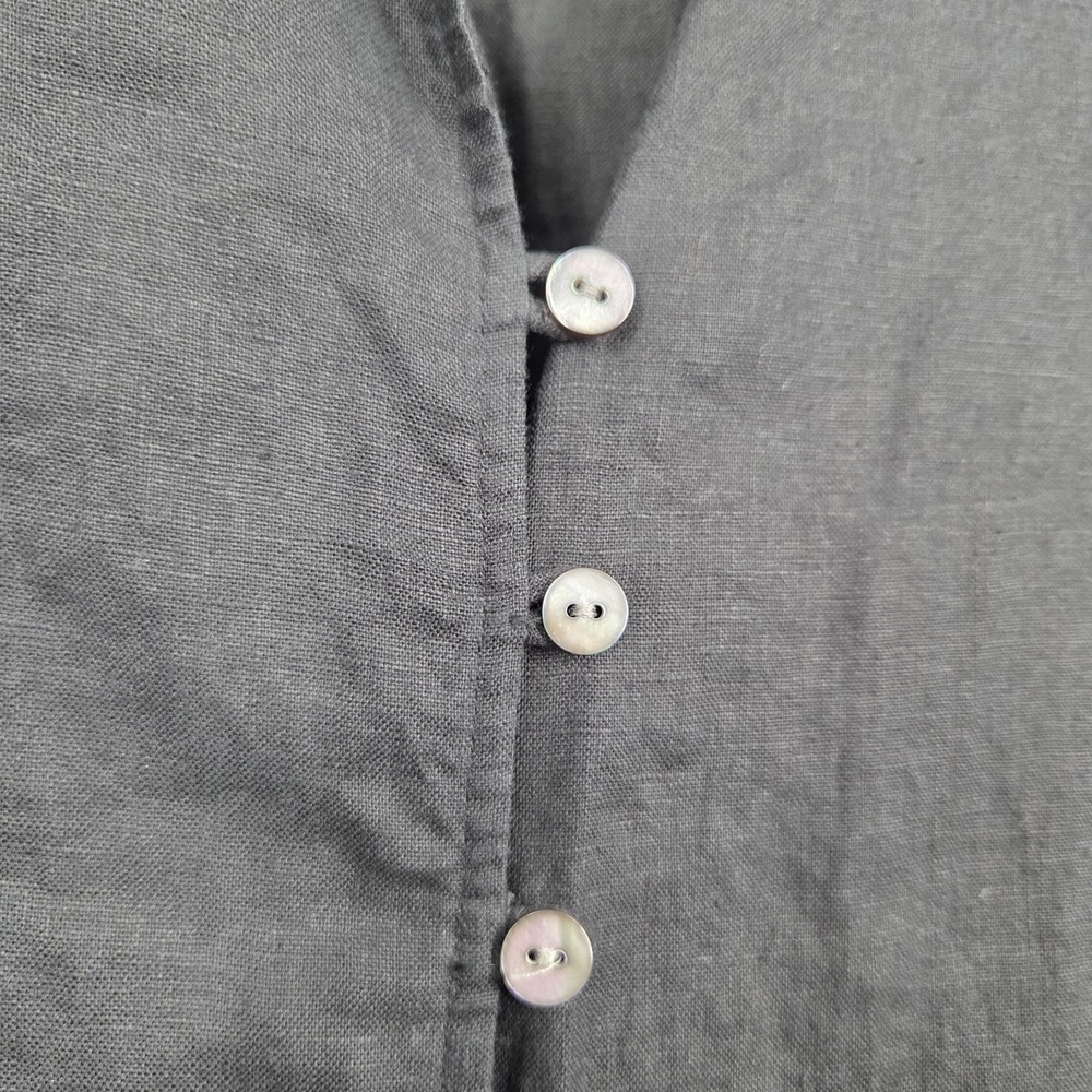 90s VTG Black Linen Long Sleeve Shift Dress 10 Layered Cardigan Lagenlook Artsy - Picture 3 of 5